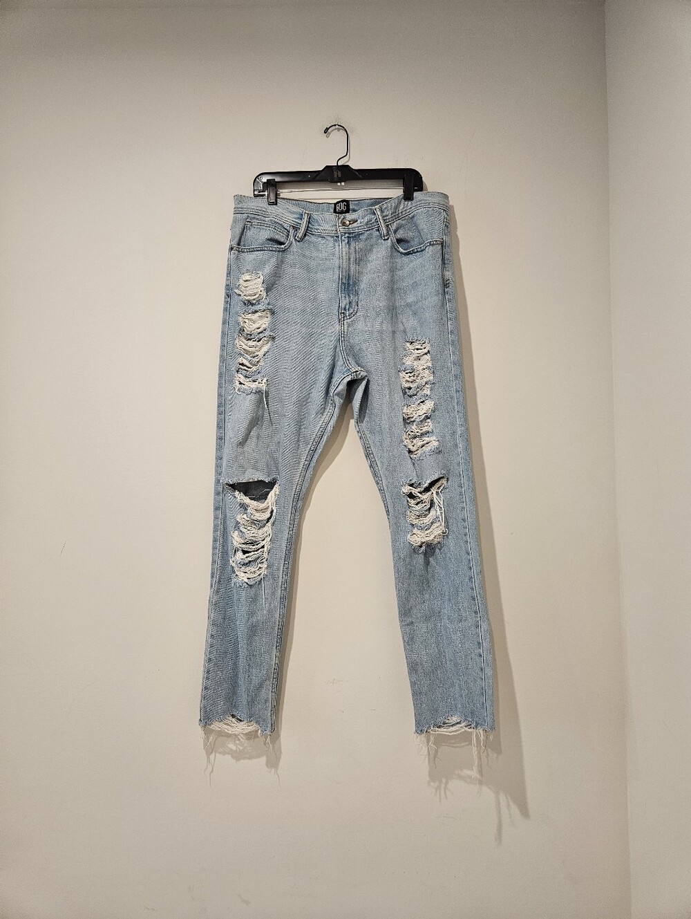 BDG Men's Light Blue Distressed Skinny Jeans, Size 36